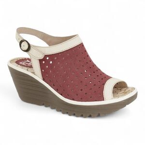 Fly London 'Yile' Wedge Sandals Perforated Leather Slingback Platform 39 US 8